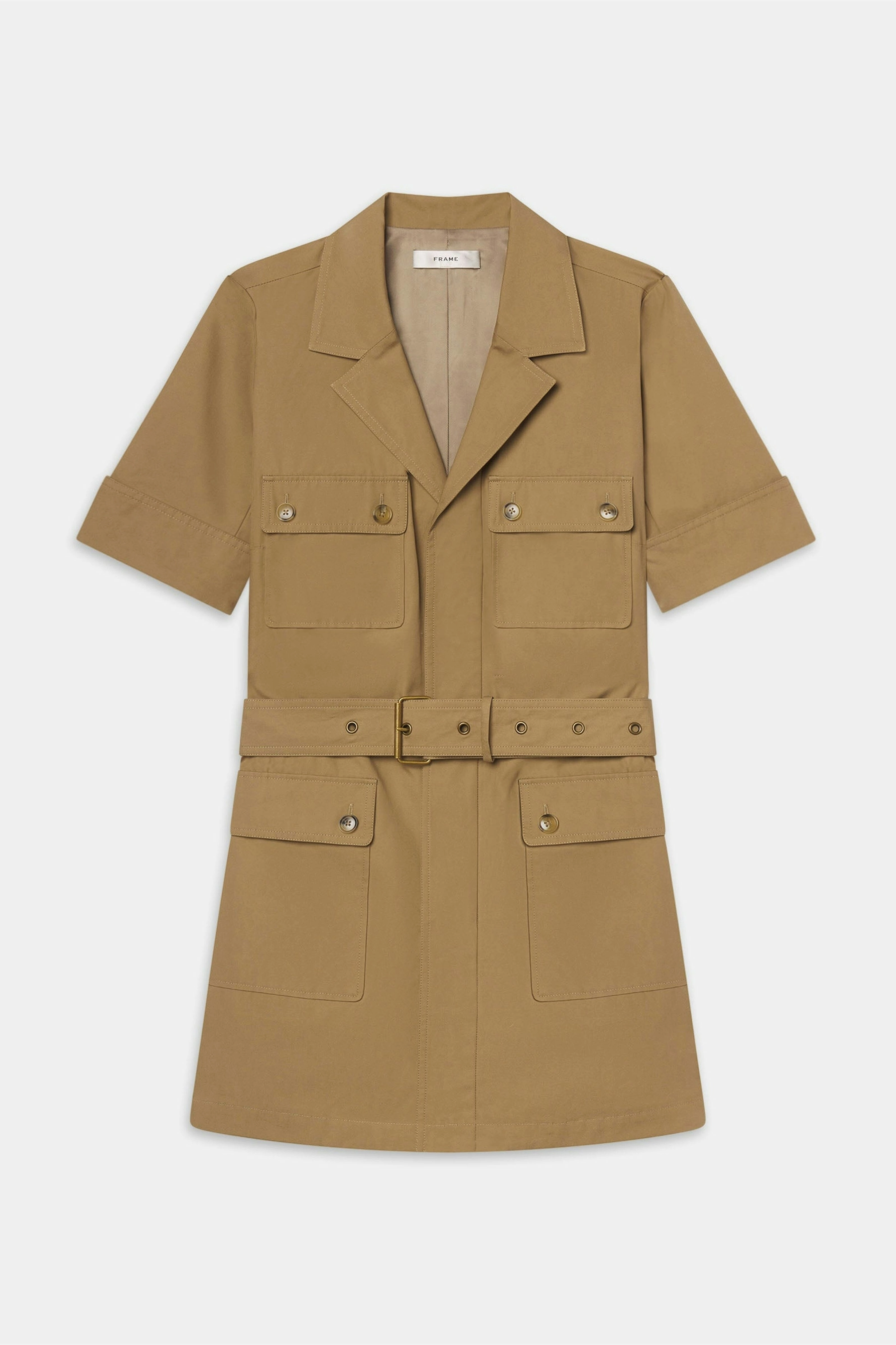 FRAME | The Utility Dress - Khaki Tan Delicate Details