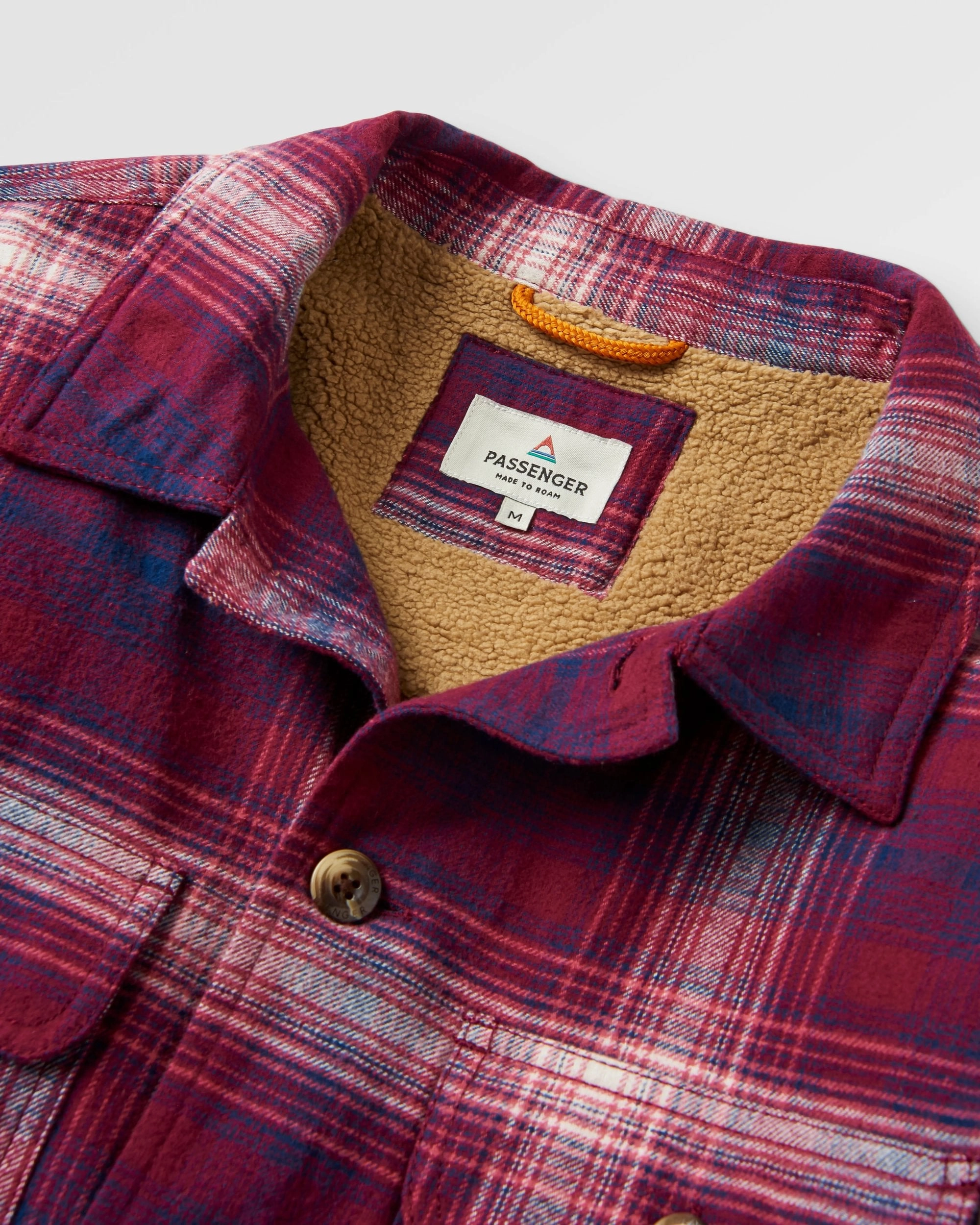 Freestyle Sherpa-Lined Overshirt - Wine/Rich Navy Check Odor Control Fibers