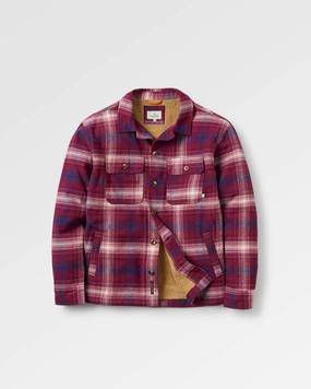 Flexible Side Gussets Lightweight Packability Freestyle Sherpa-Lined Overshirt - Wine/Rich Navy Check