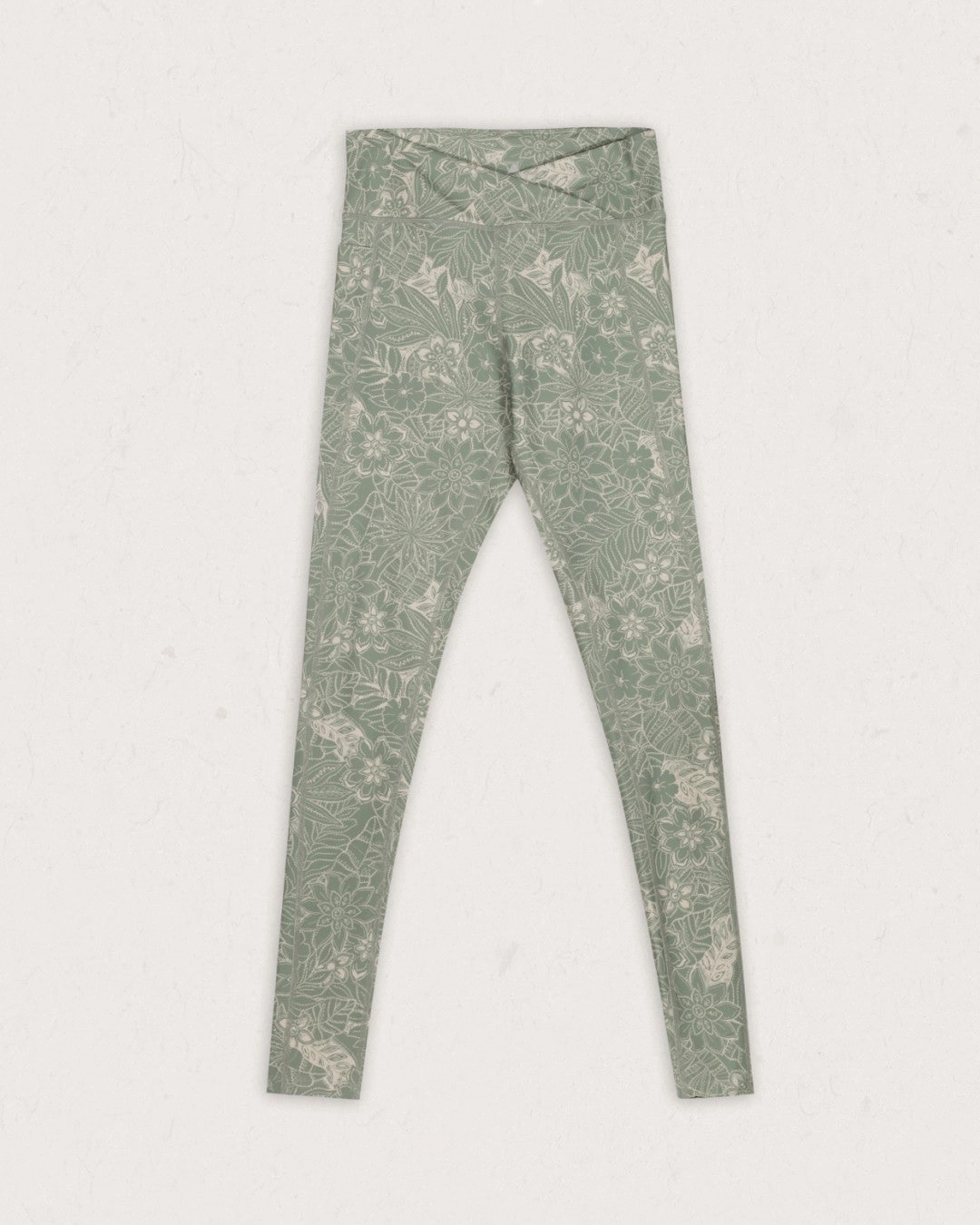 Fresh Air Recycled Leggings - Pistachio Floral Plus Size Fade Resistant