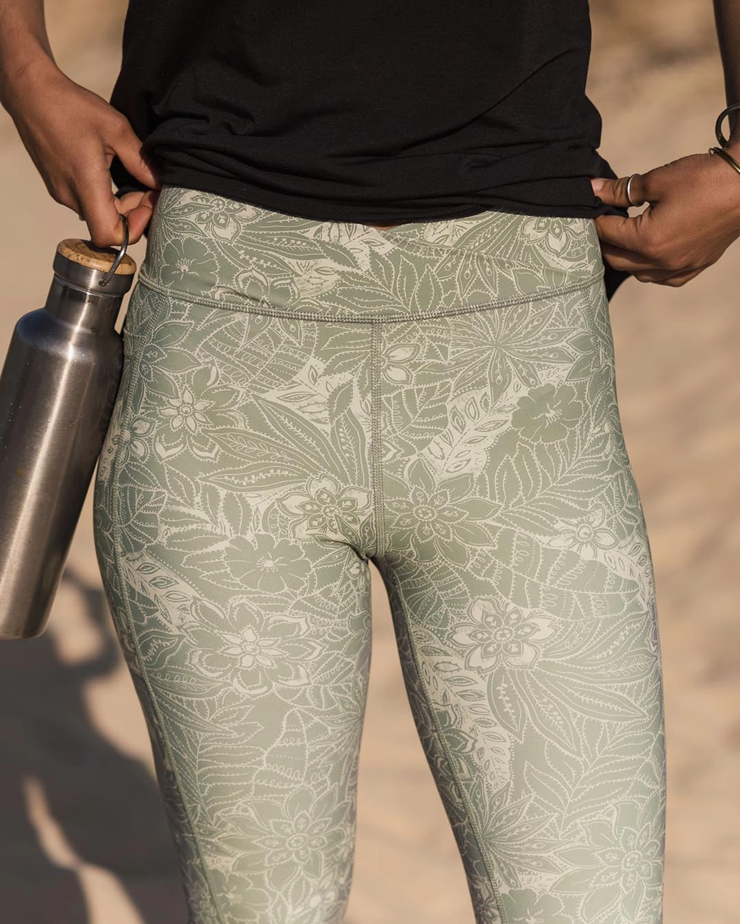 Fitness Design Easy Care Fresh Air Recycled Leggings - Pistachio Floral
