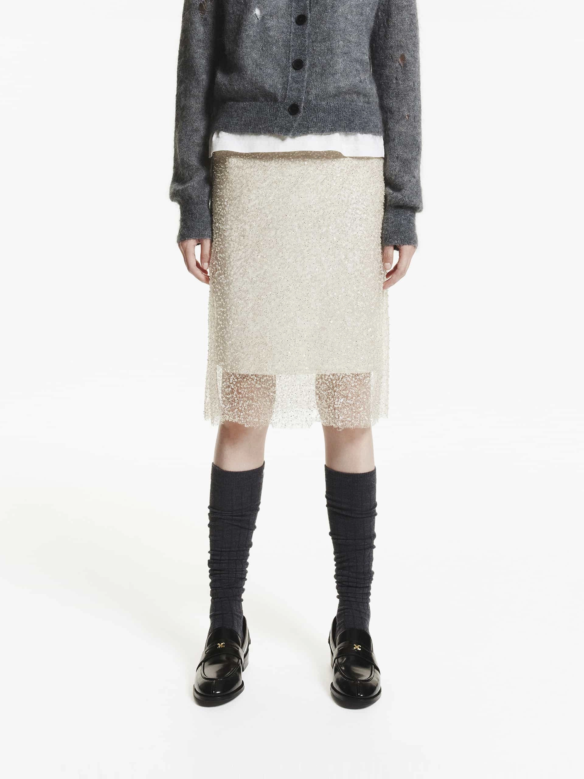 Elasticated Waist Layered Skirt Patchwork Design Modern Chic