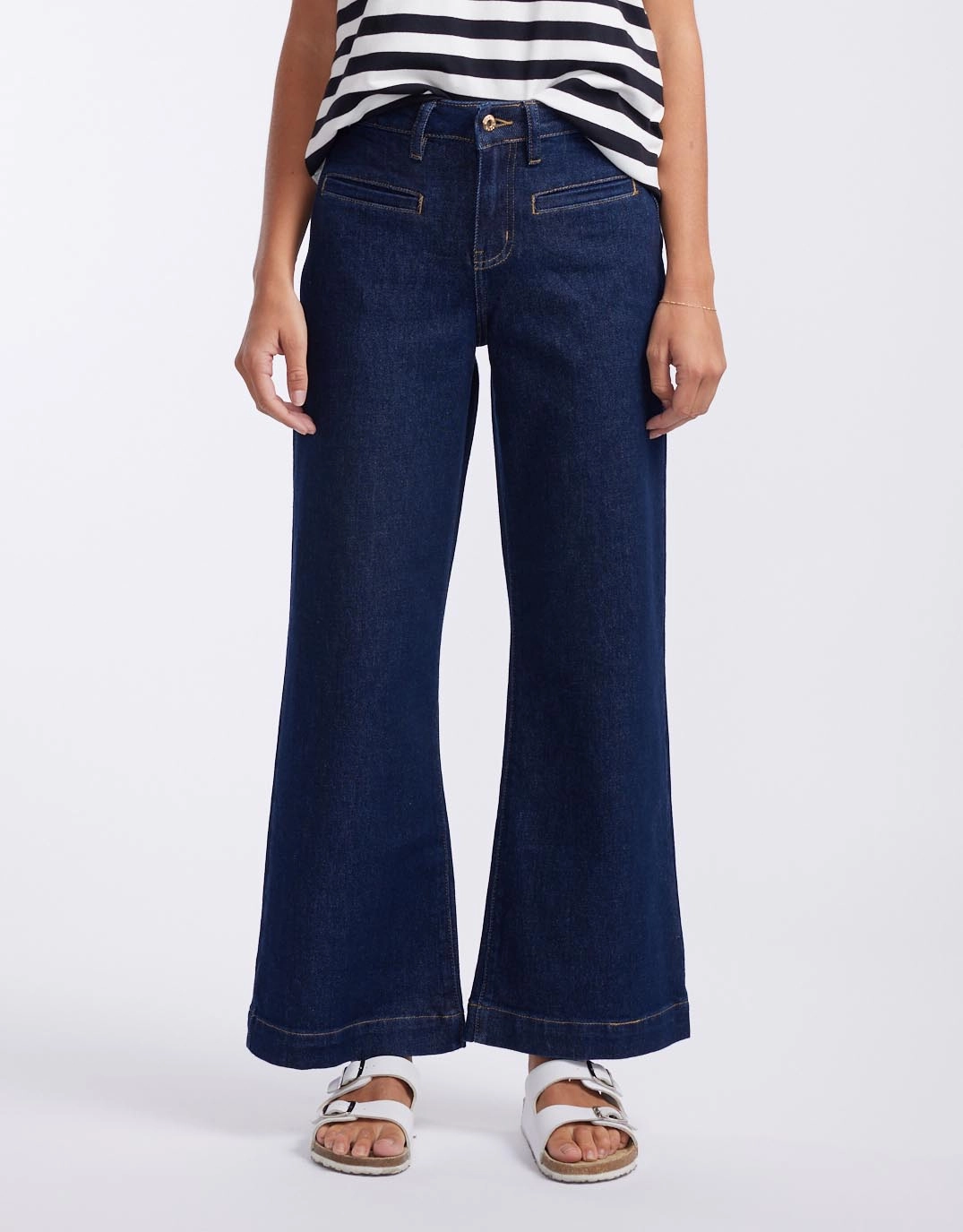 Abrasion Resistance Eco Friendly Fashion Lover Morning Stroll Freya Wide Leg Jeans - Indigo