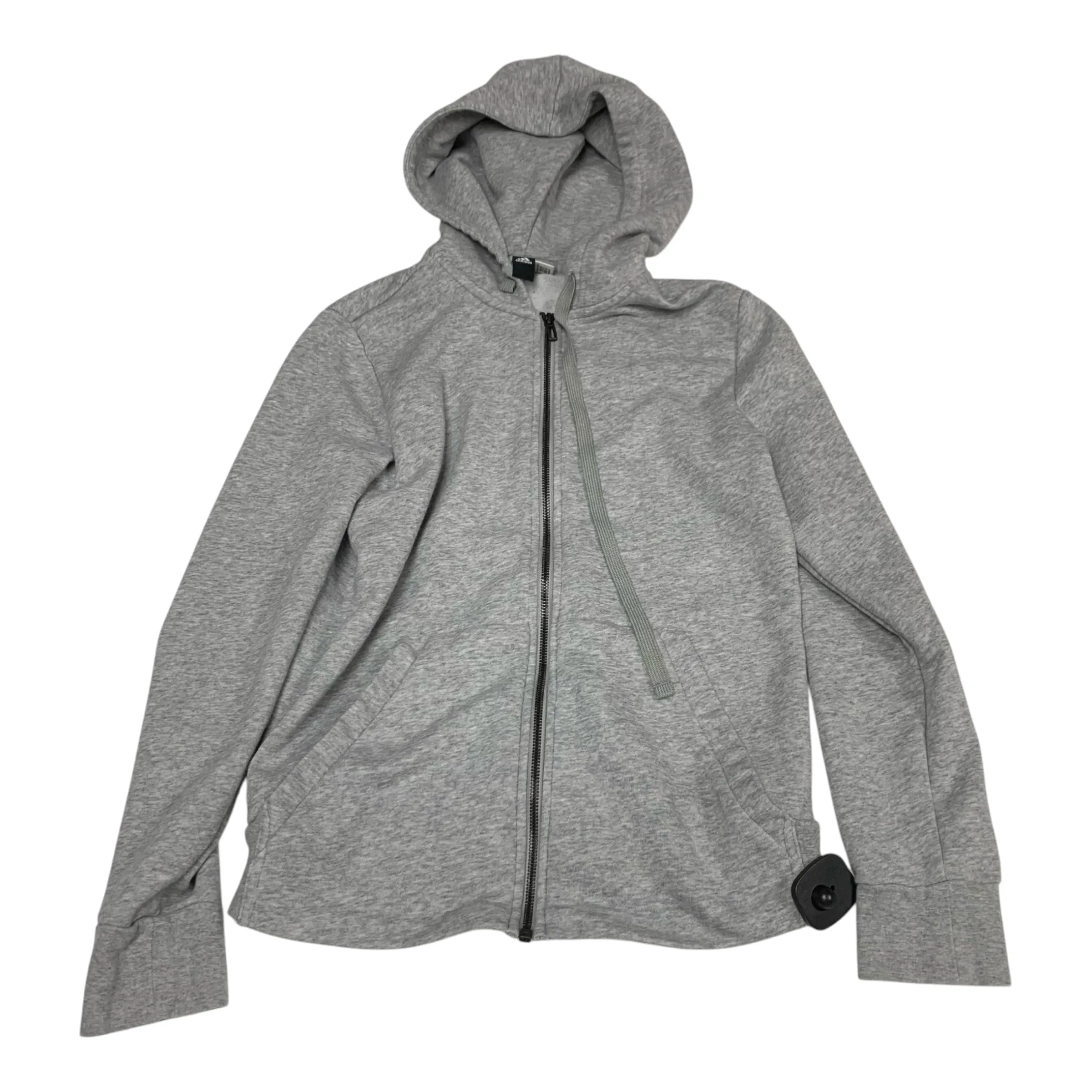 Mild Weather Layer Comfy Essentials Athletic Jacket By Adidas In Grey, Size: S