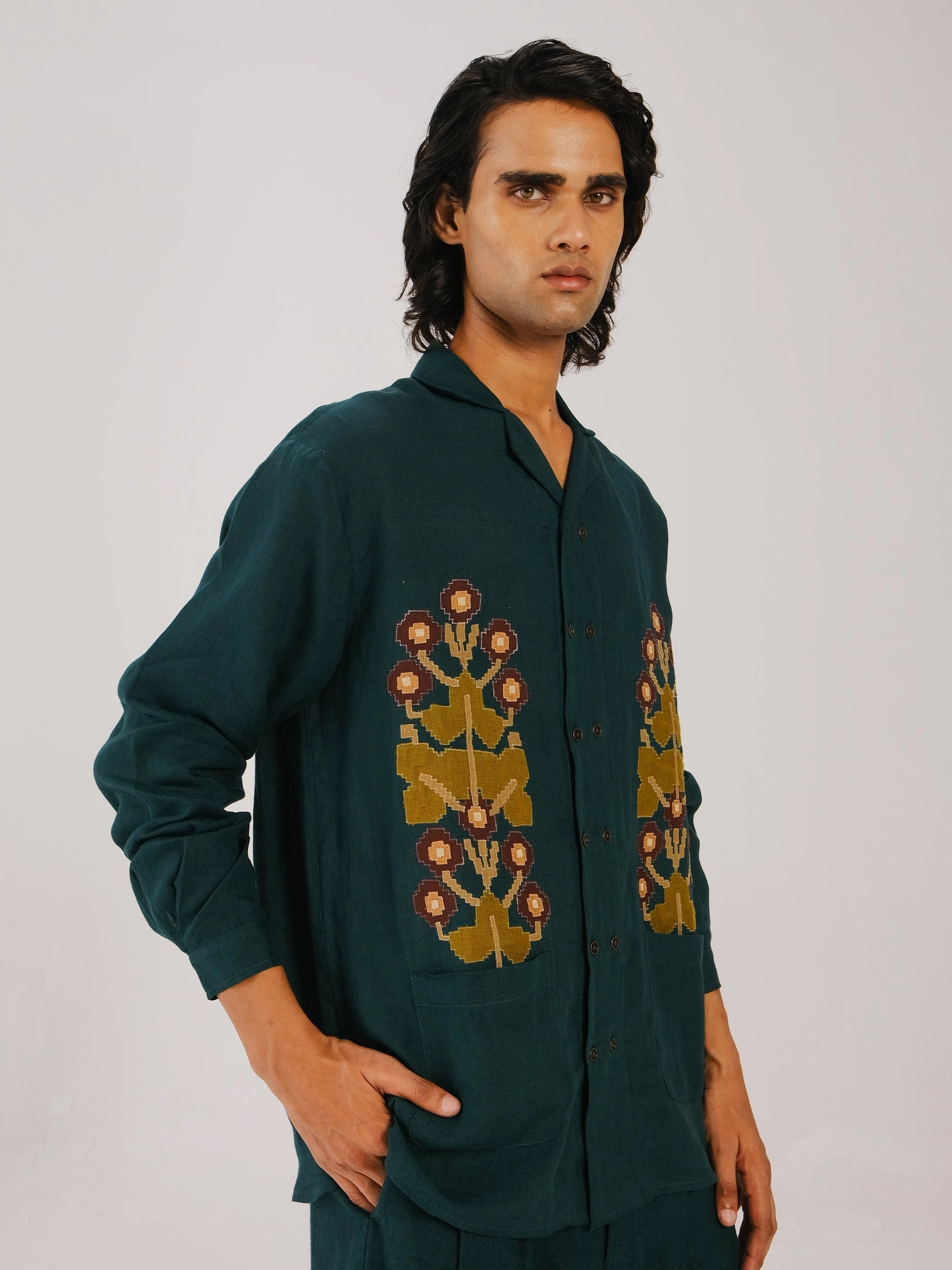 Low Profile Collar Modern Drop Tail Hem Kin Shacket