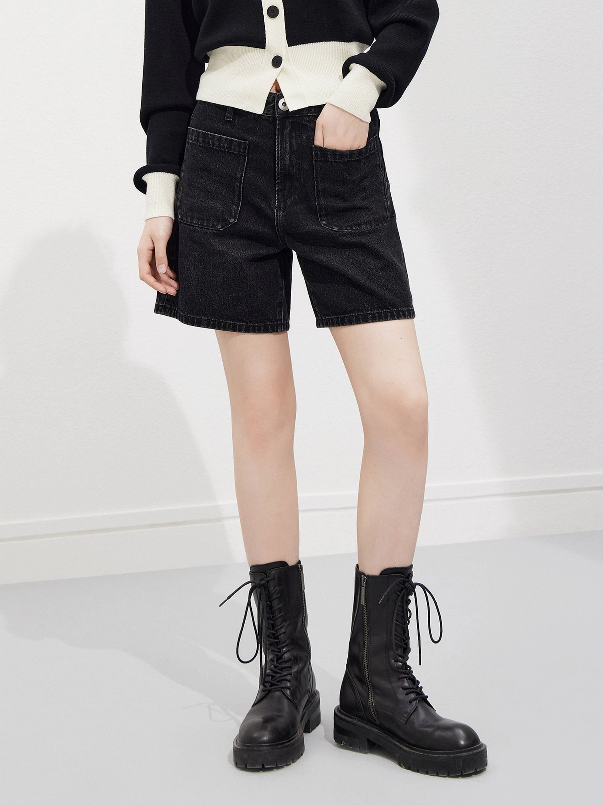 Front Pocket Denim Shorts cycling outfit Breathable Comfort