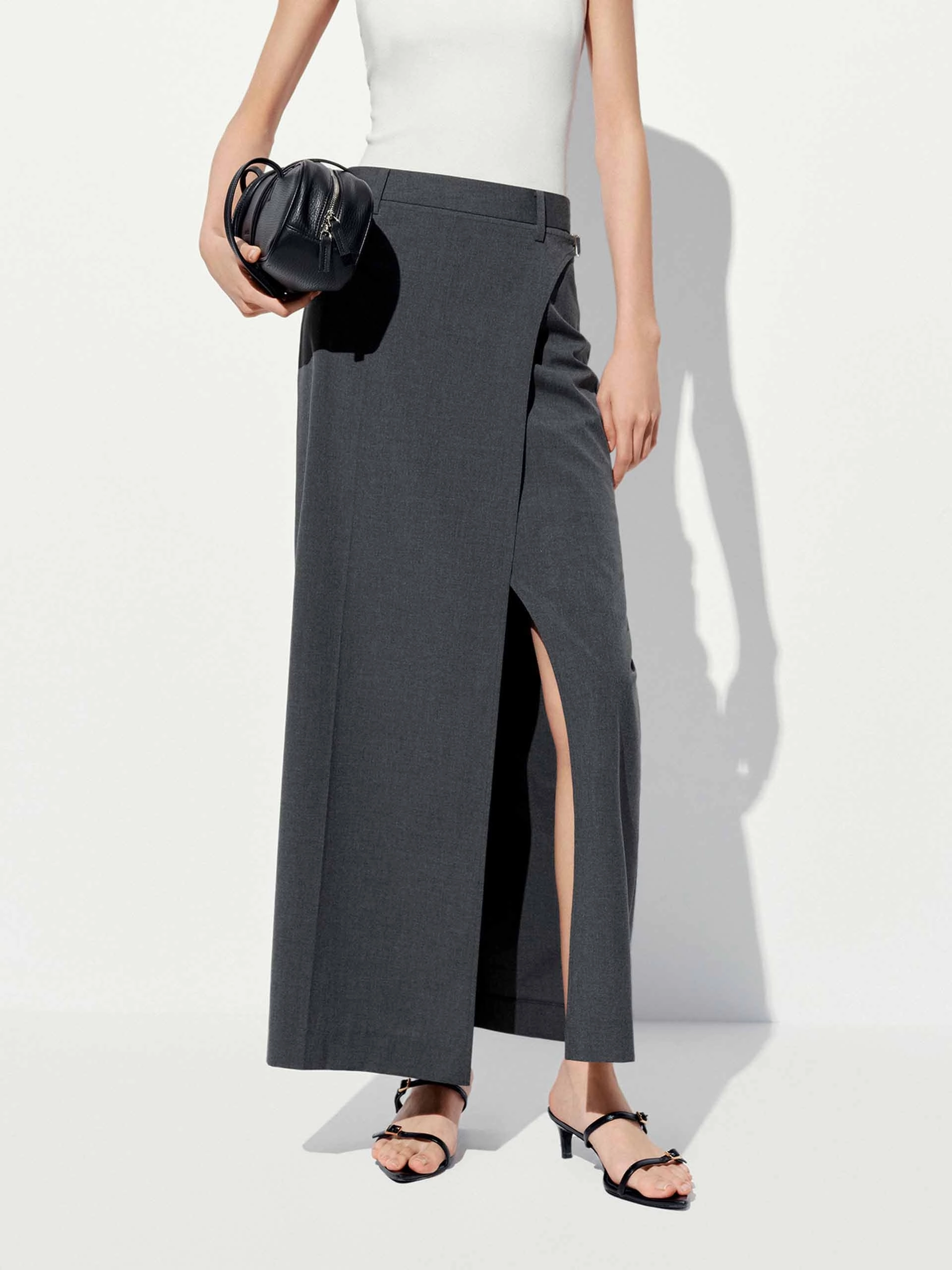 Front Slit Maxi Skirt Crisp Edge All Day Comfort