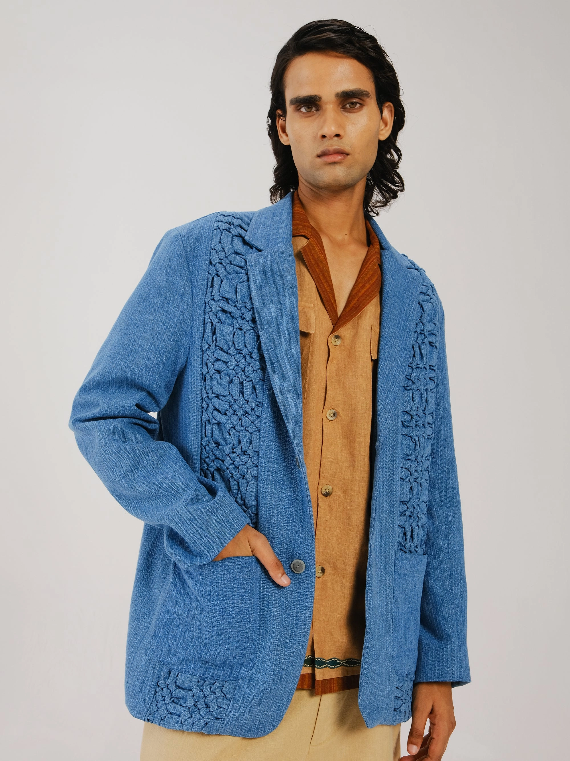 Ergonomic Shoulder Design Dry Fast Front Smocked Blazer
