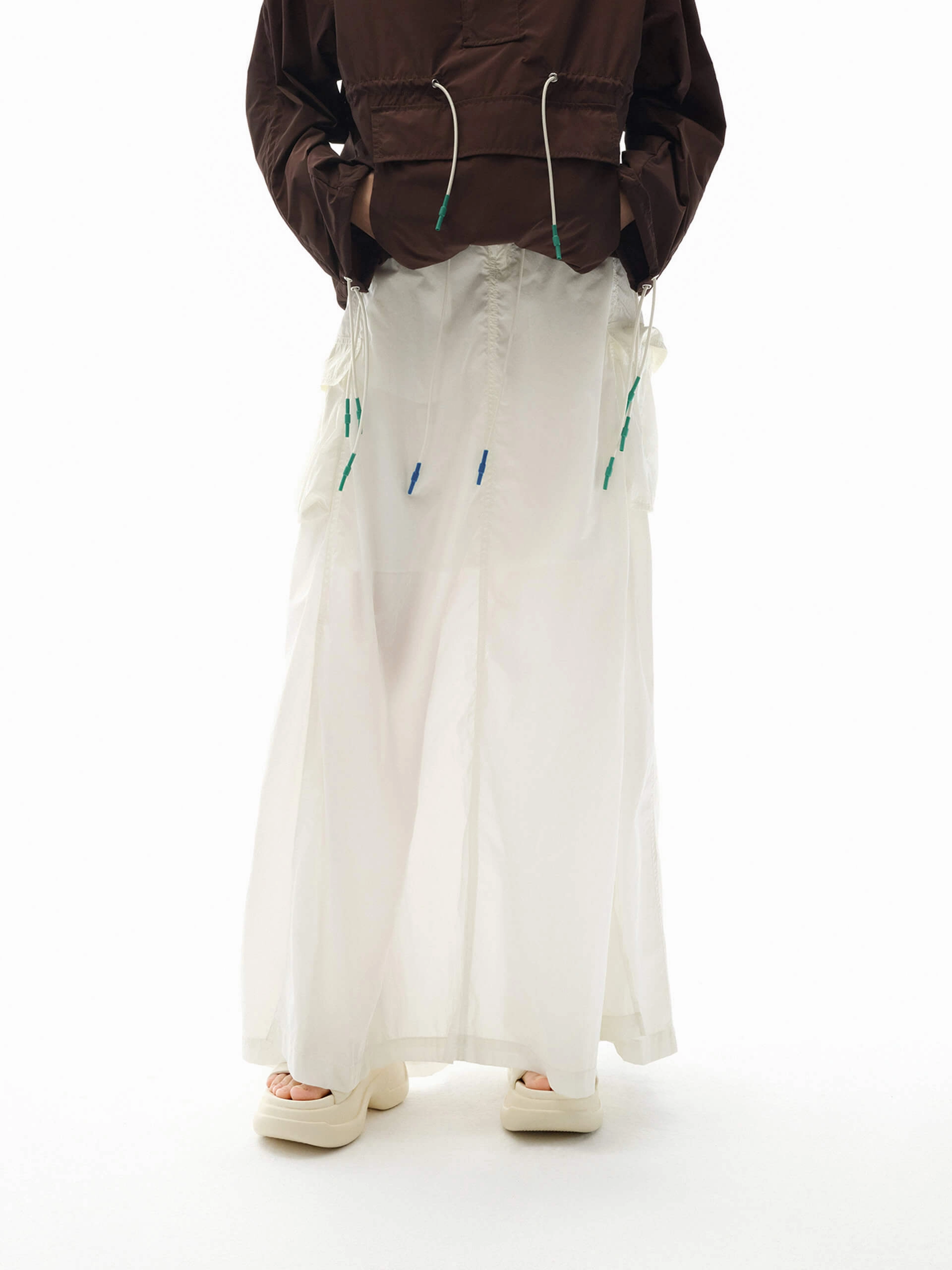 Comfortable Motion Drawstring Waist Maxi Skirt