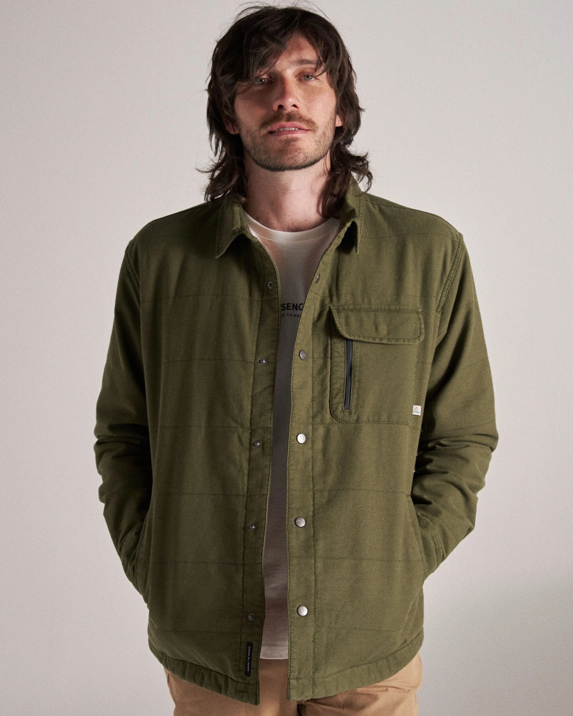 Durable Corrosion Resistant Zippers Taranaki Canvas Quilted Overshirt - Khaki