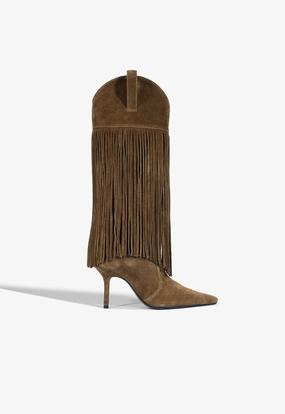 Raffaela Up Fringes Stiletto Suede Boot Zip Edge Anti microbial