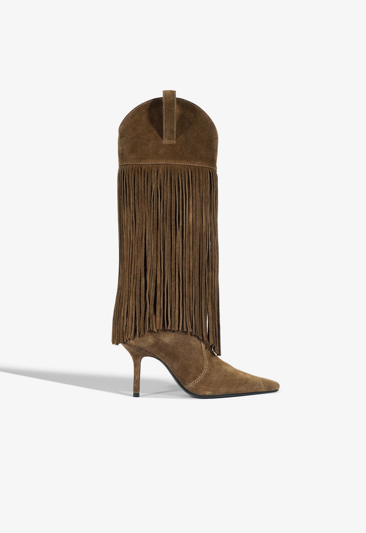 Raffaela Up Fringes Stiletto Suede Boot Insulated Mountain Climber