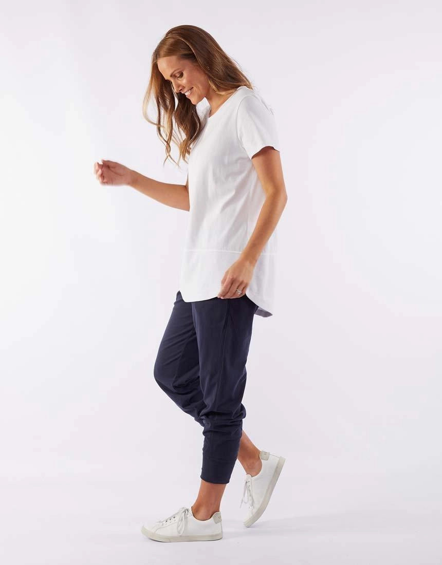 Cozy Comfort Stylish Wearable Fundamental Rib Short Sleeve Tee - White