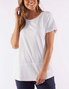 Edgy Fundamental Rib Short Sleeve Tee - White