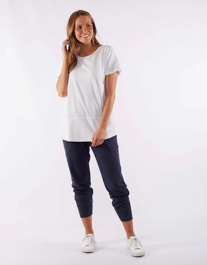 Fundamental Rib Short Sleeve Tee - White Cool and Relaxed DoubleLayeredCollar