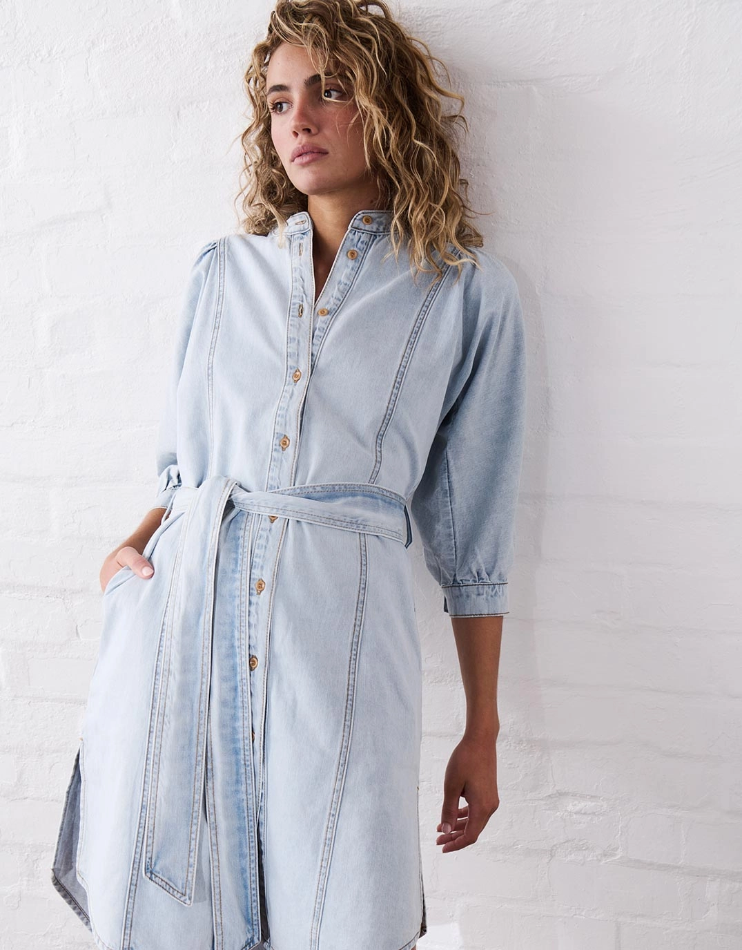 Gabriella Dress - Sky Blue Party Perfect Contrasting Detail