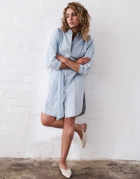 Relaxed Finish Soft Layering Gabriella Dress - Sky Blue