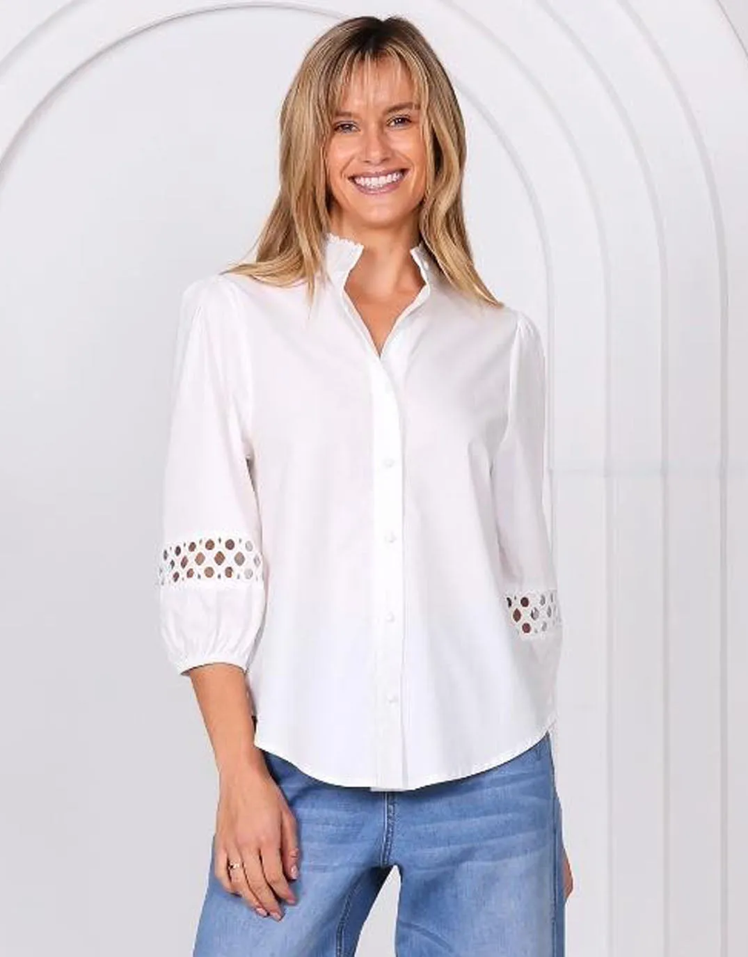 handmade touch Gabrielle Cotton Blouse - White