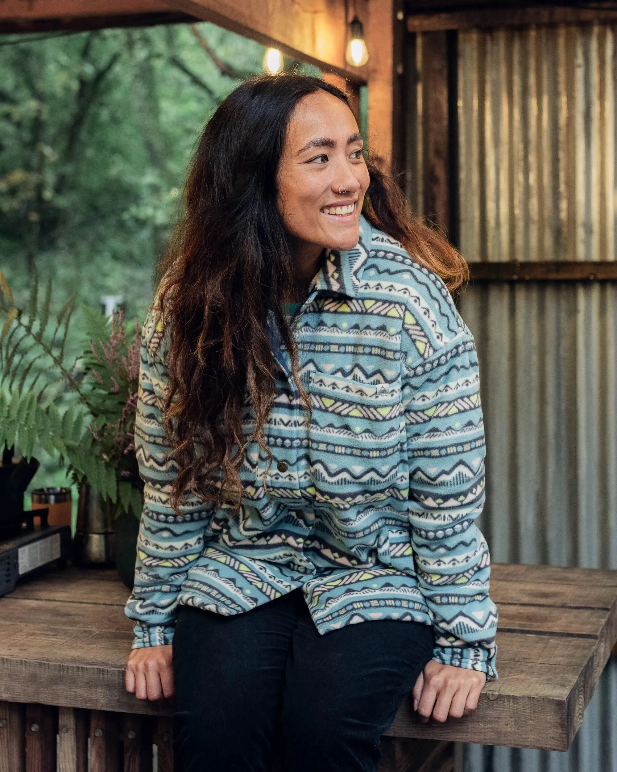 Orion Recycled Sherpa-Lined Polar Fleece Shirt - Mountain Geo Arctic Trendsetting Design Special Occasion