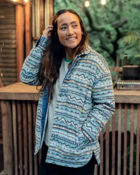 Subtle Details quick dry Orion Recycled Sherpa-Lined Polar Fleece Shirt - Mountain Geo Arctic