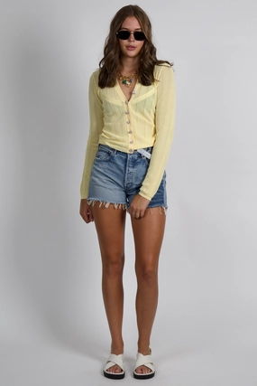Trendy pick GENERATION LOVE | Megan Pointelle Cardigan - Pale Yellow