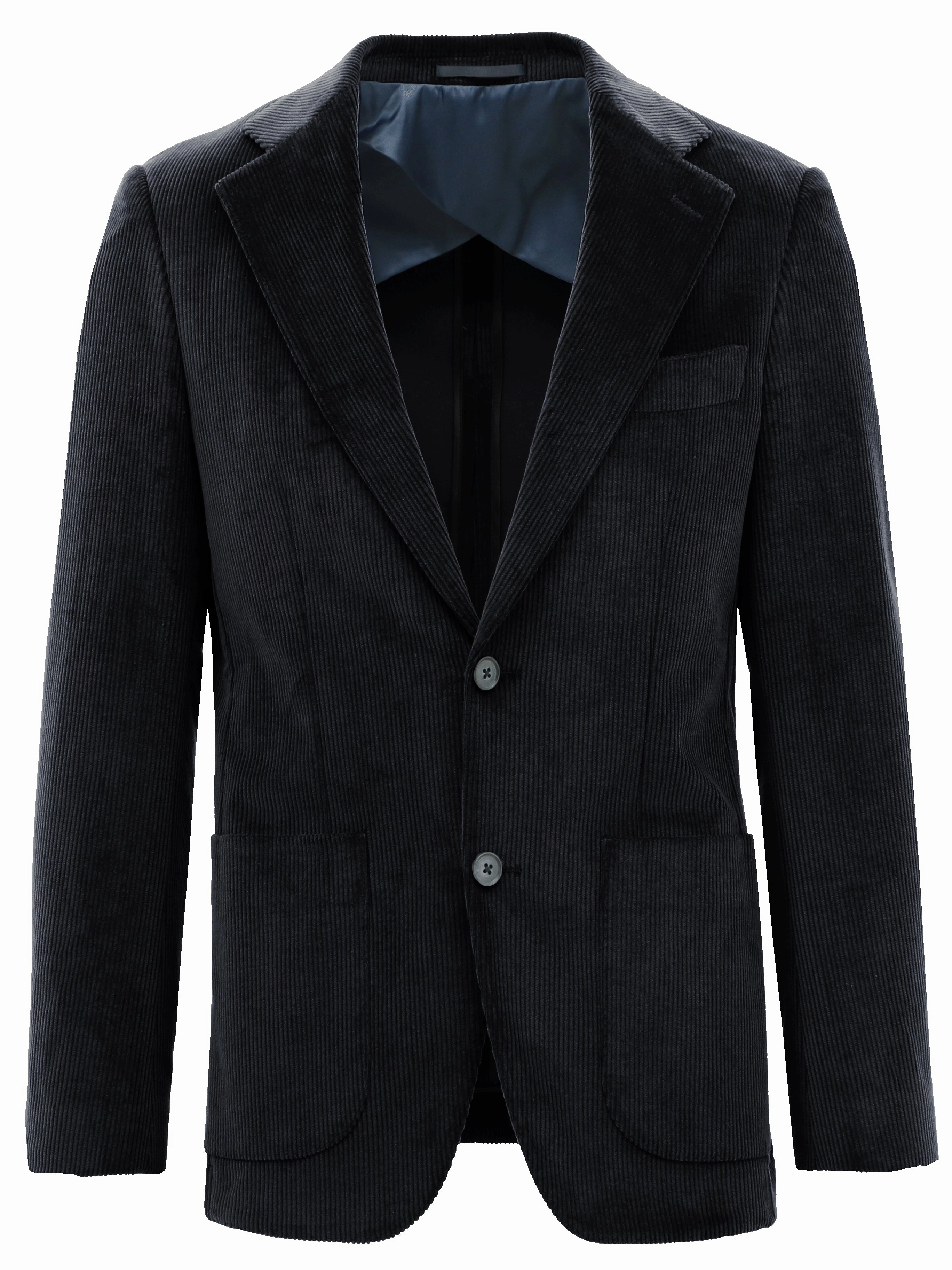 Genoa Buggy Black Corduroy Sports Jacket Asymmetric Hemline