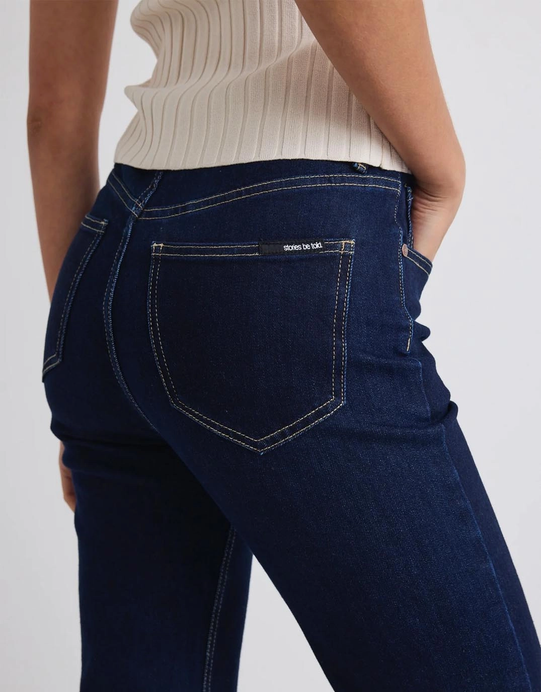 Farah High Rise Soft Flare Jeans - Indigo Relaxed Style Outdoor Enthusiast Evening Stroll