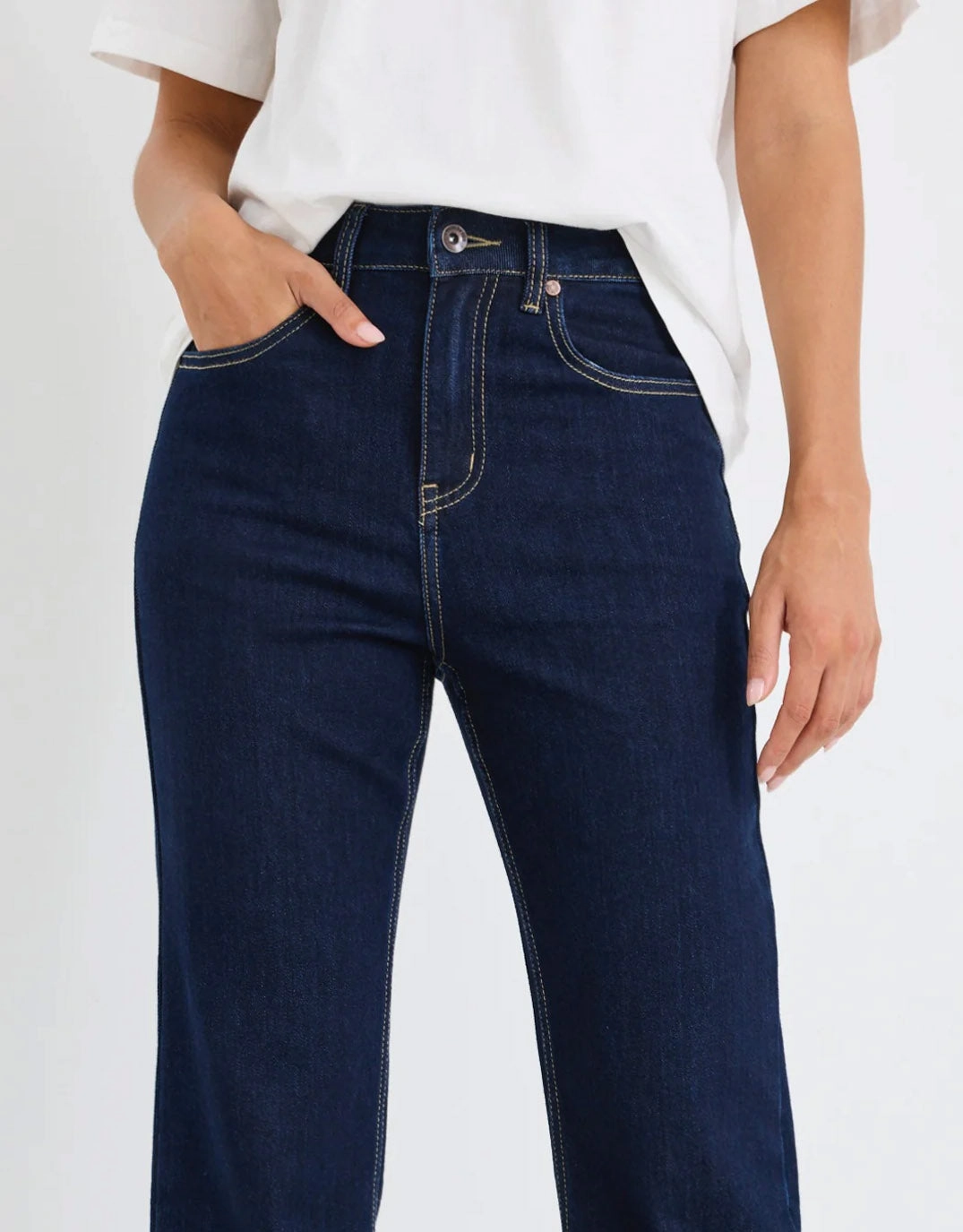 Farah High Rise Soft Flare Jeans - Indigo Easy Essentials Slim Vintage Lover