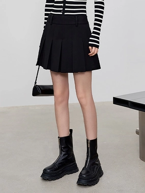 Double Stitched Seams High Waist Pleated Culottes