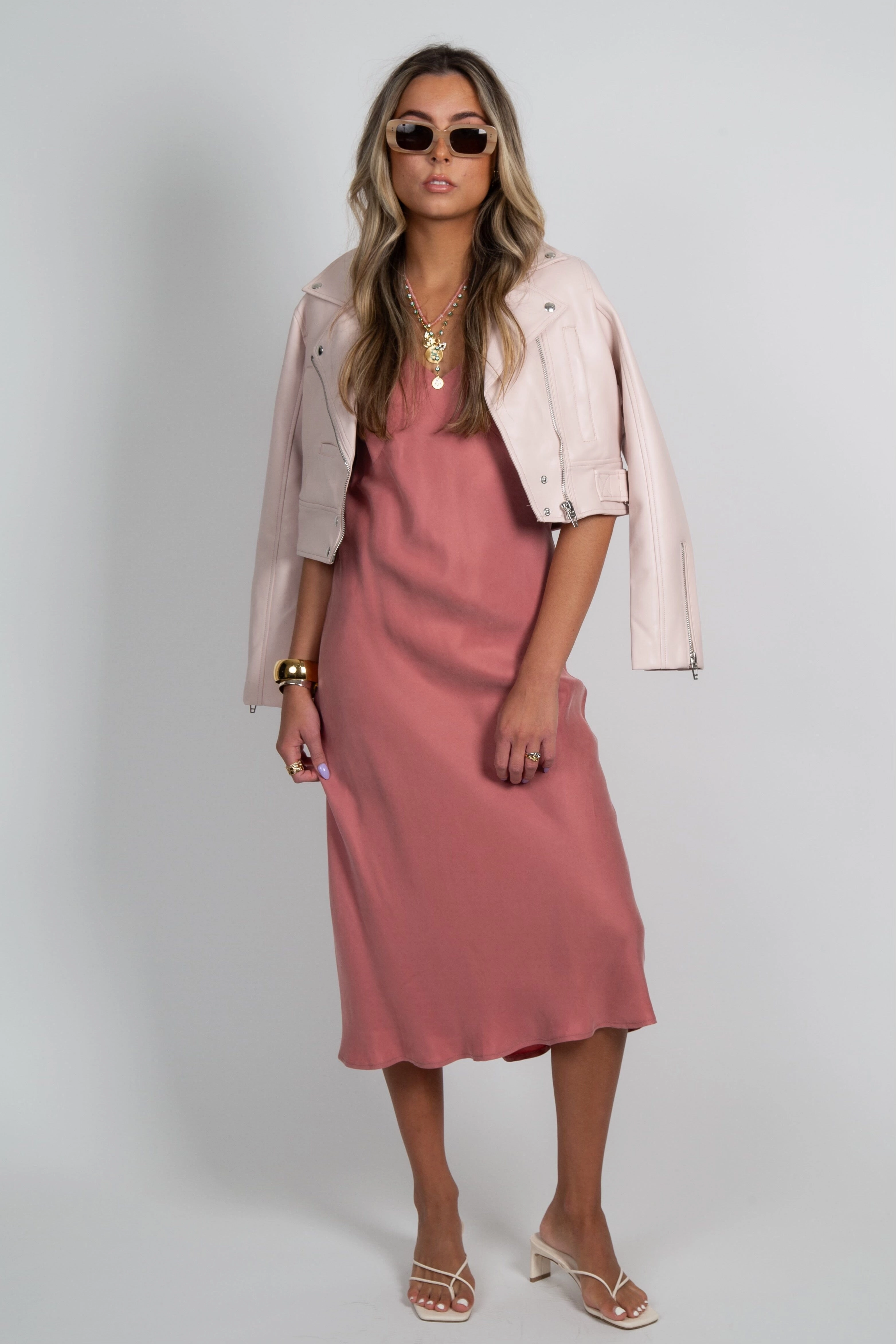 LUCY PARIS | Andee Bias Dress - Dusty Rose Inner Glow