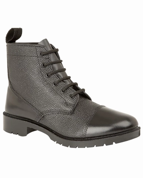 Grafters Black Grain Leather 6 Eye Cadet Boots Biker