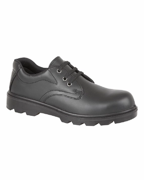 Grafters Uniform Shine Leather 3 Eye Safety Shoes Smooth Form Multi Season Versatility