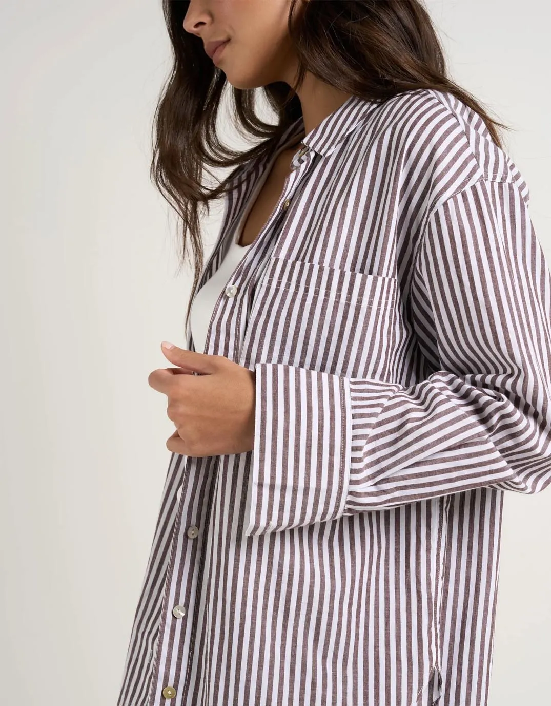 You Got This Oversized Shirt - Chocolate Stripe tall size