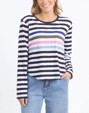 Harmony Long Sleeve Tee - Navy/White Stripe OekoTexCertified Comfortable fit