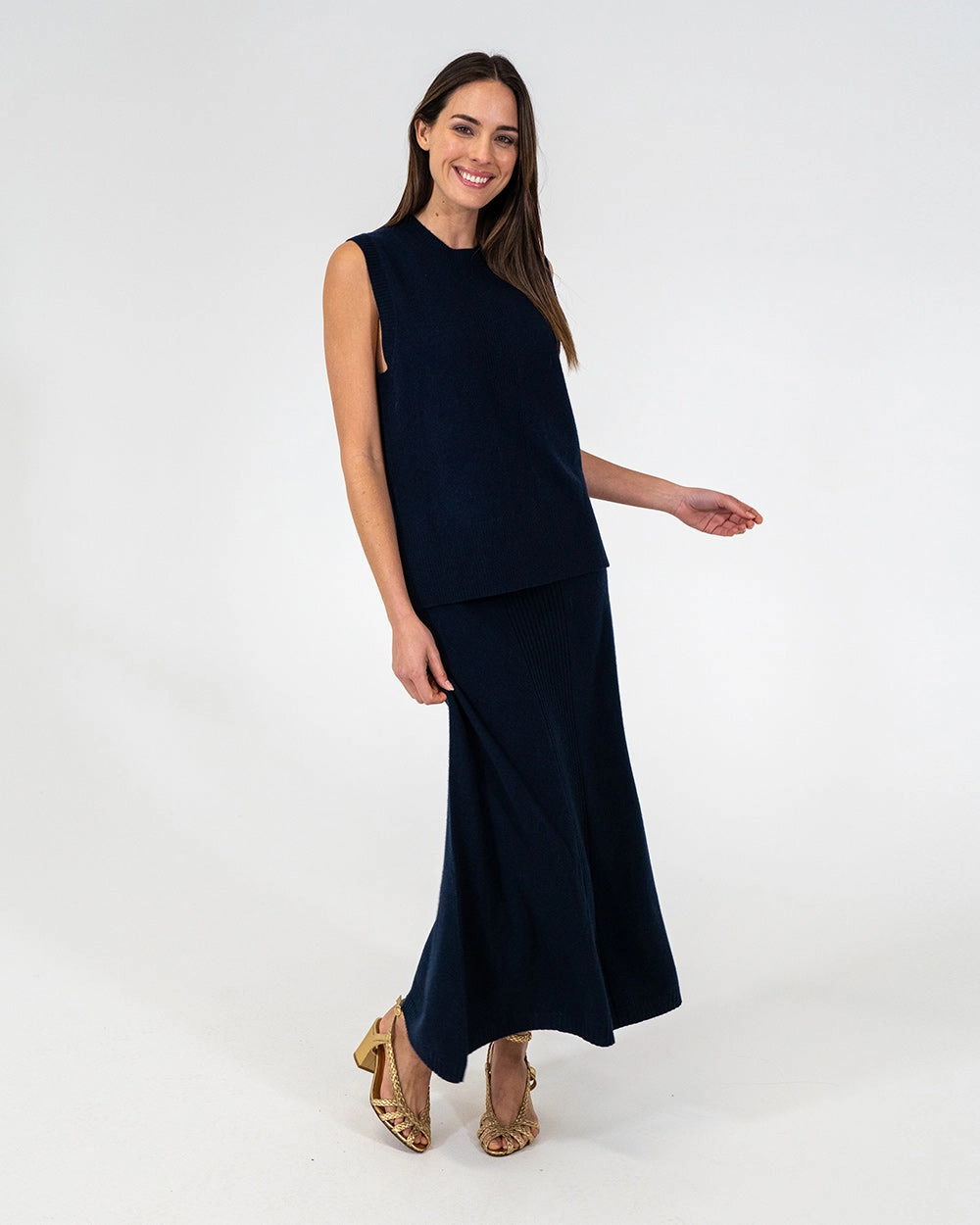 Harriet Ribbed Skirt - Navy Fashion Collab Functional Fashion