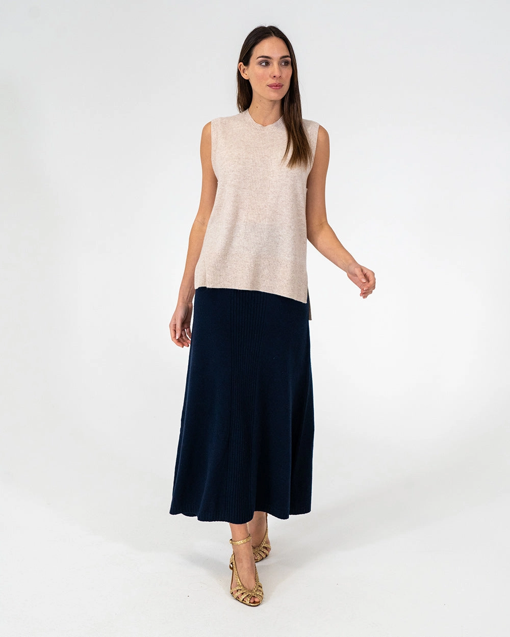 Layer Combo Harriet Ribbed Skirt - Navy