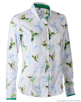 Embellished Neckline Hartwell Layla Cotton Shirt | Hummingbird Stripe