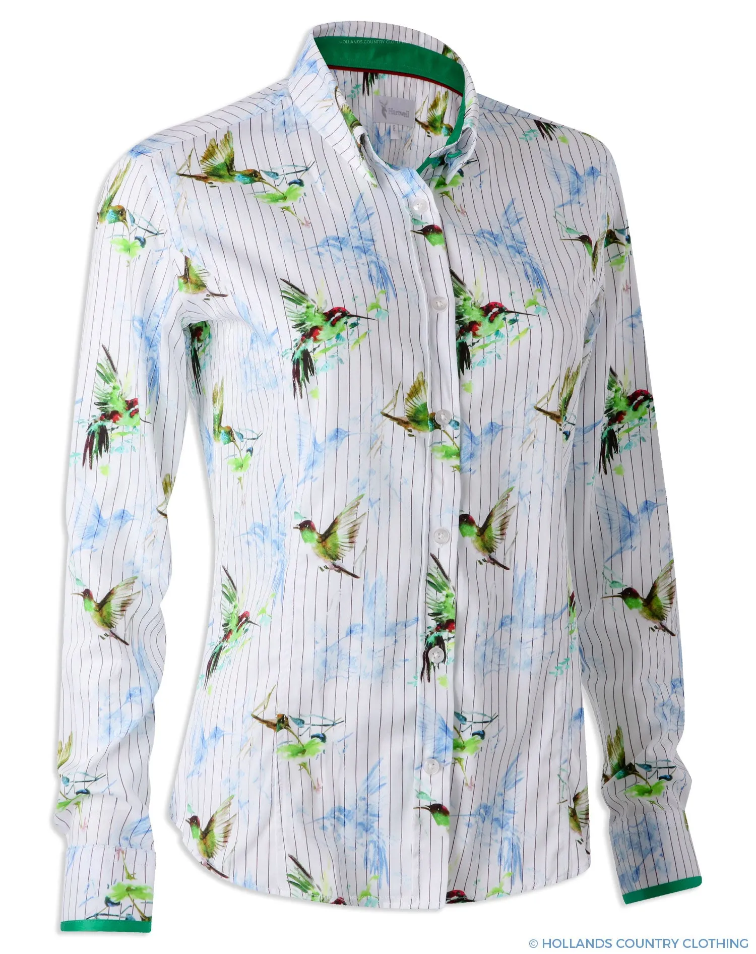 Tagless Design Tear Resistant Reinforcement Hartwell Layla Cotton Shirt | Hummingbird Stripe