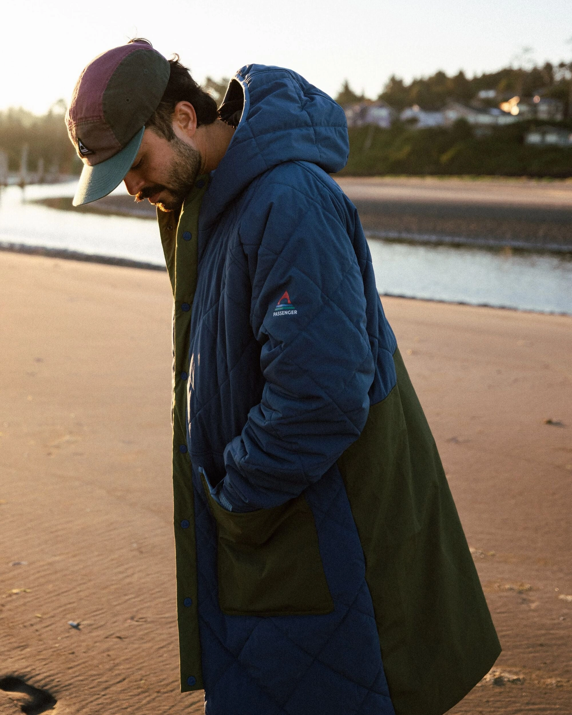 Modular Attachment Points Casual Classic Campscape Recycled Fleece Lined Parka - Khaki/Dark Denim