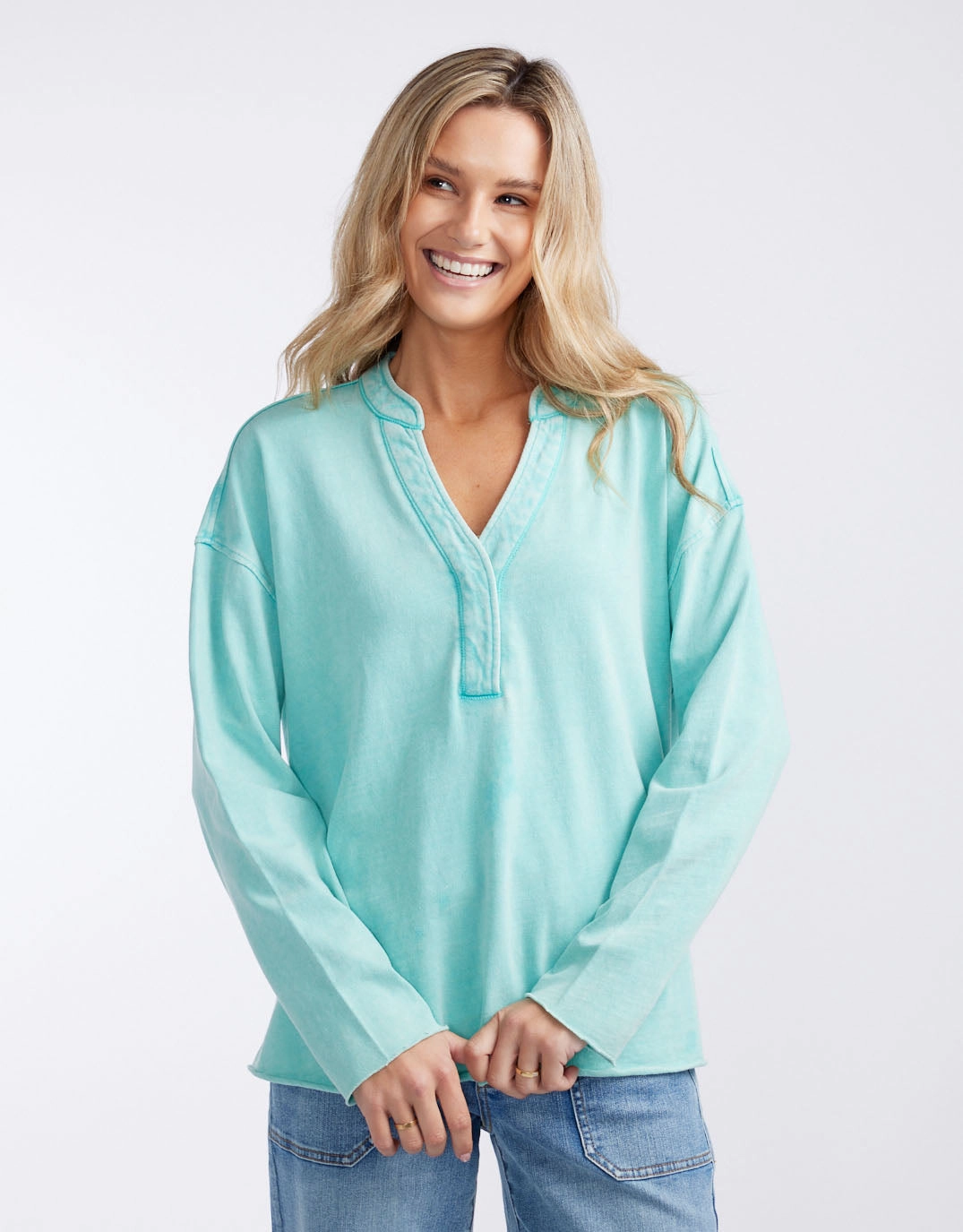 Henley Sunset Top - Seaglass safe for skin