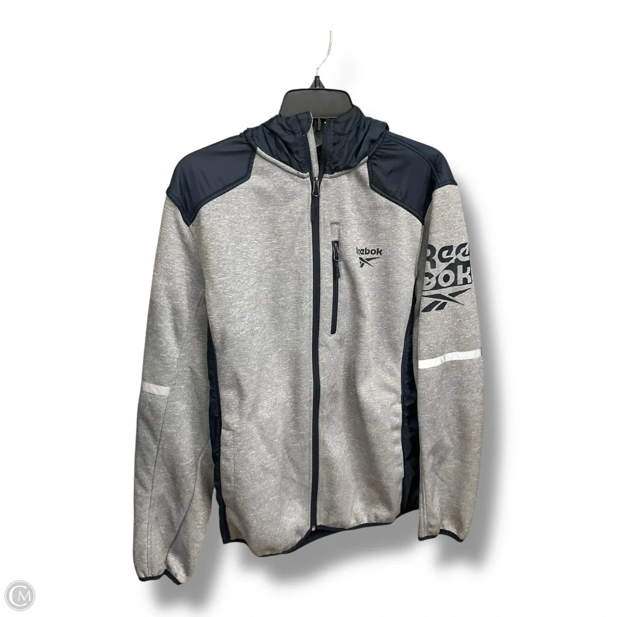 Softshell Coating Athletic Jacket By Reebok In Blue & Grey, Size: L