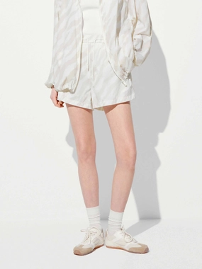 Zebra Pattern Elastic Shorts earthy shades