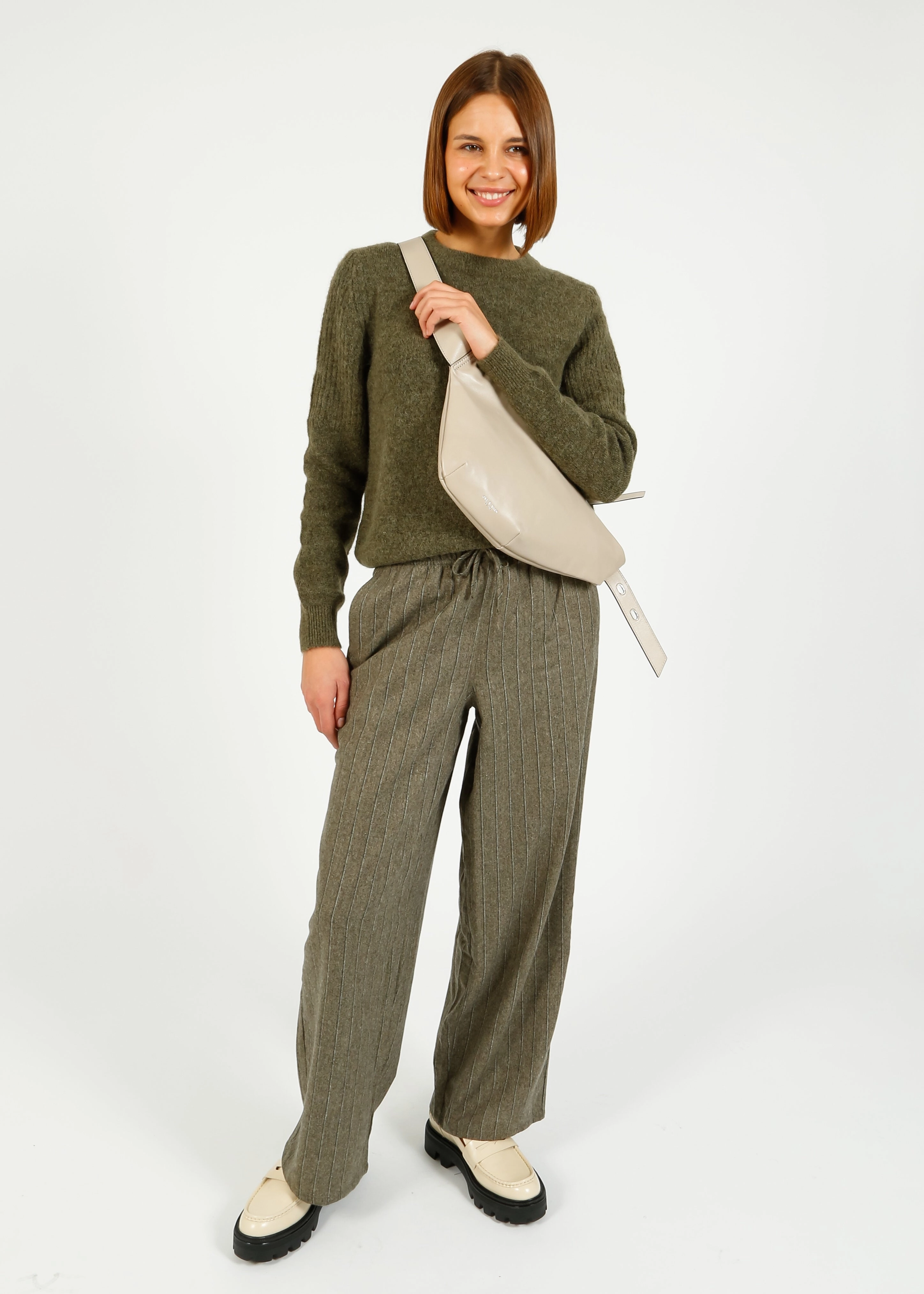Tough Flex Active Look AV Dirow Trousers in Taupe Stripe
