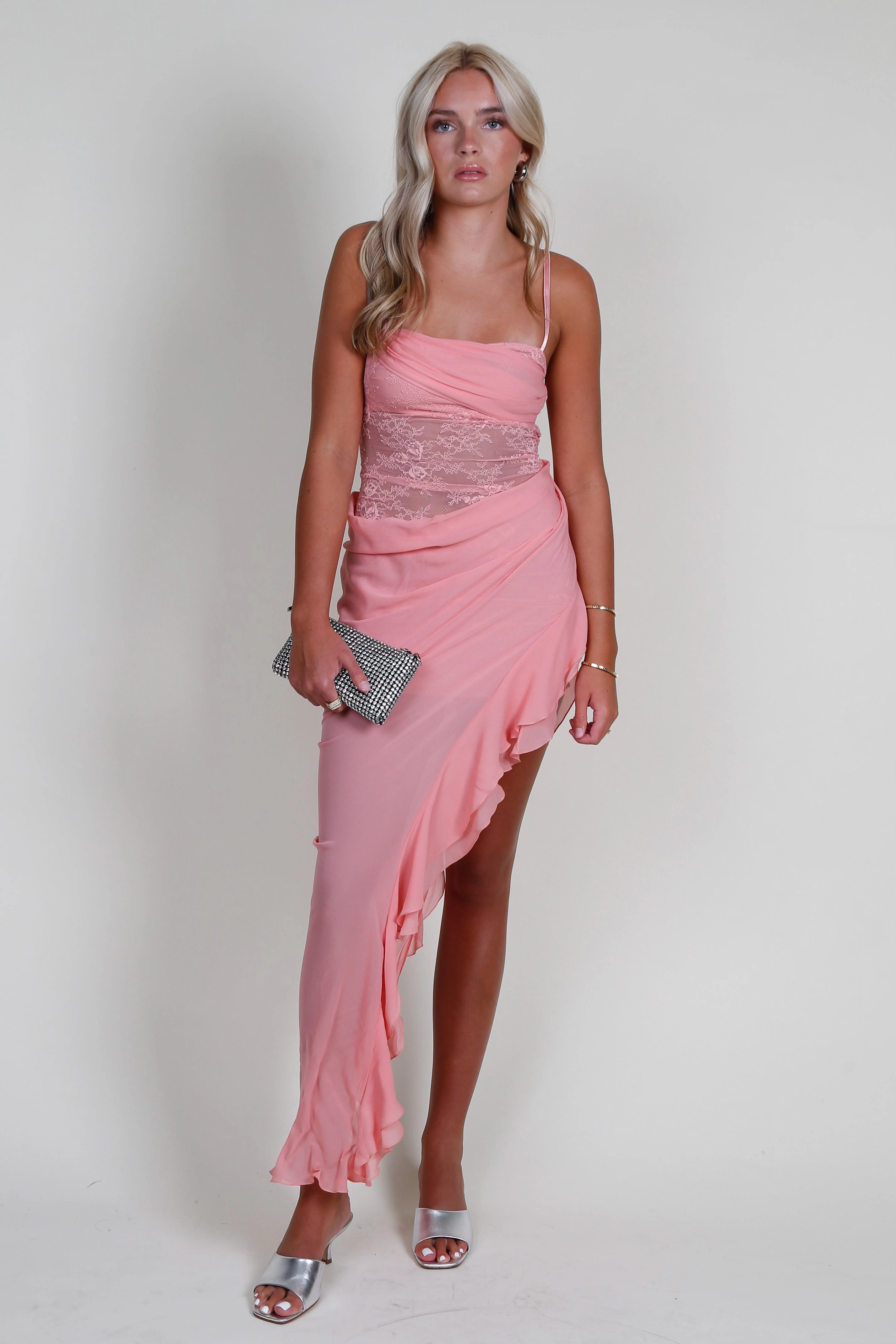 BEC   BRIDGE | Liv Asym Dress - Pink Sherbert Wrap style