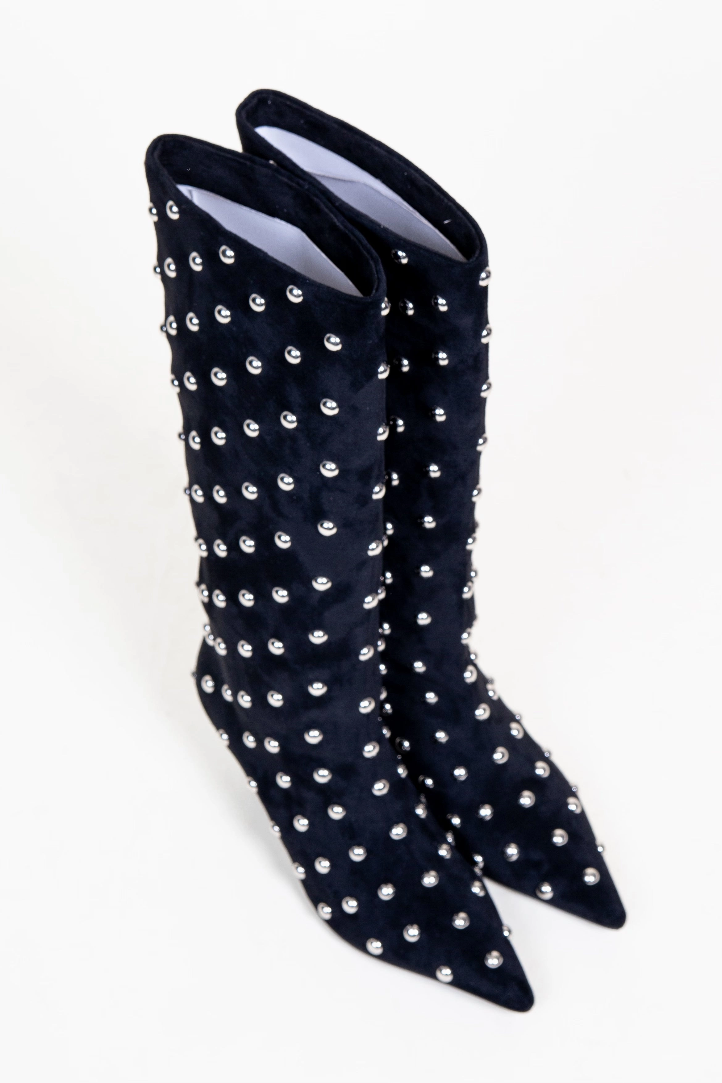 Easy on Padded Interior Cold Weather Commuter JEFFREY CAMPBELL | Tell Me Studded Boots - Black Suede
