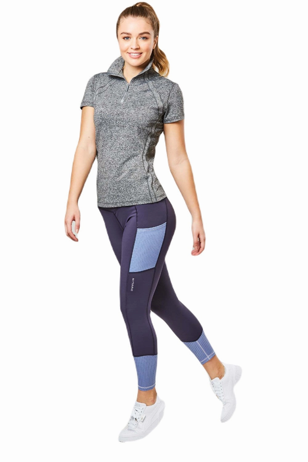 Dublin Power Performance Mid Rise Colour Block Tights FunctionalZipper Athletic Comfort