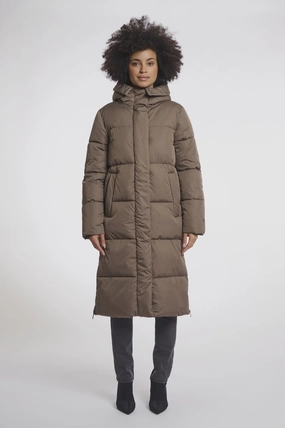 Temperature Balancing Layer WindproofDesign Rino & Pelle Tessa Padded Coat in Dark Toffee
