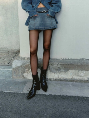 Outdoor Layer City Mood High Waist Denim Skort with Belt