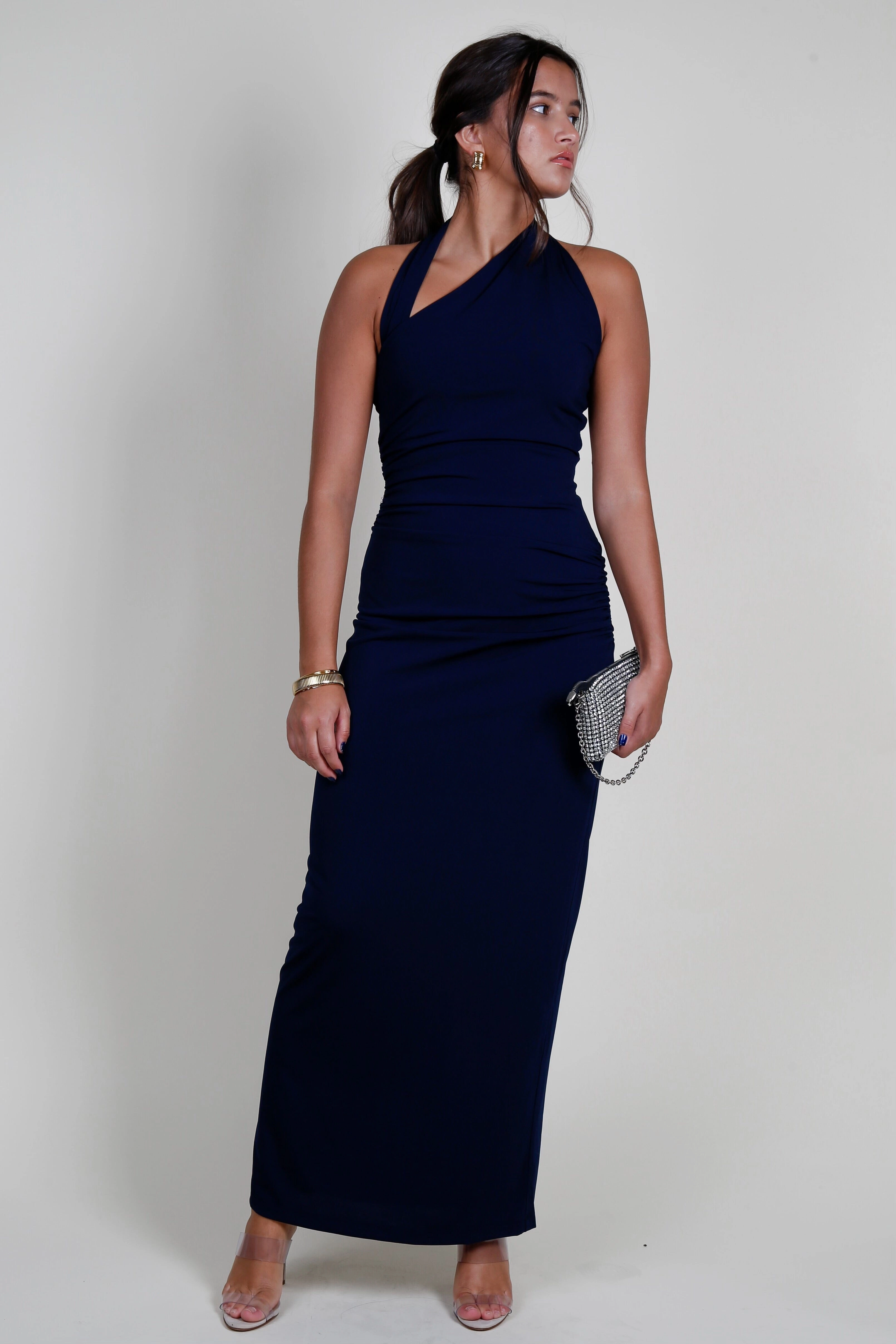 MISHA | Krystal Gown - Midnight Navy Sleek Design