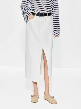 light texture High Waist Slit Denim Skirt